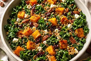 Autumn Salad with Roasted Butternut Squash and Kale