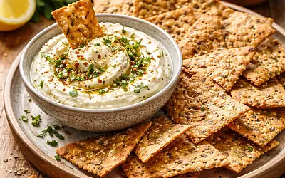Crispy crackers with dip