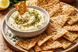 Crispy crackers with dip