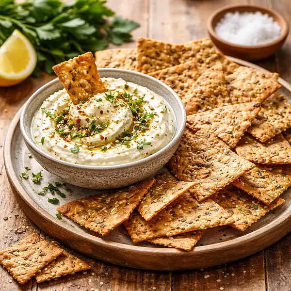 Crispy crackers with dip