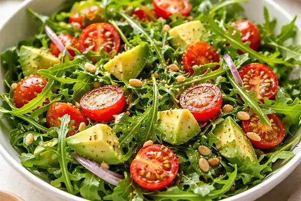 Sałatka z rukolą, pomidorami i awokado
