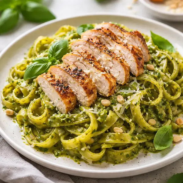 Makaron z sosem pesto i kurczakiem