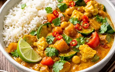 Warzywne curry z ryżem jaśminowym