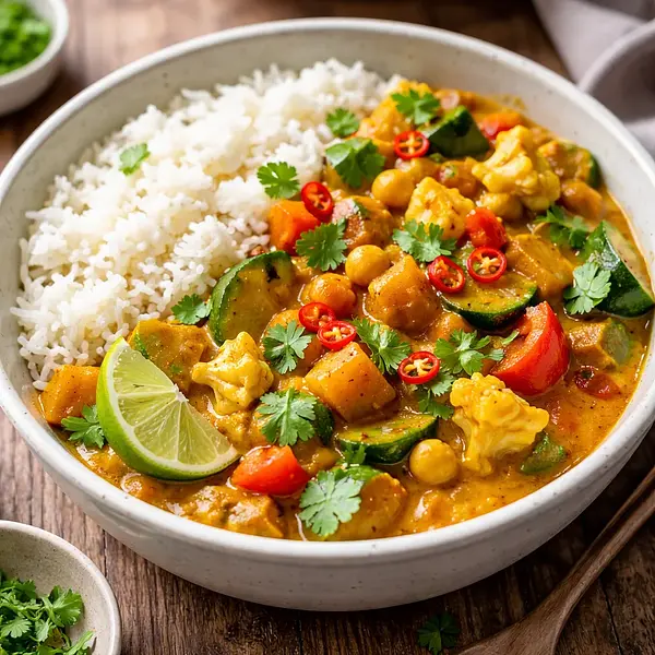 Warzywne curry z ryżem jaśminowym