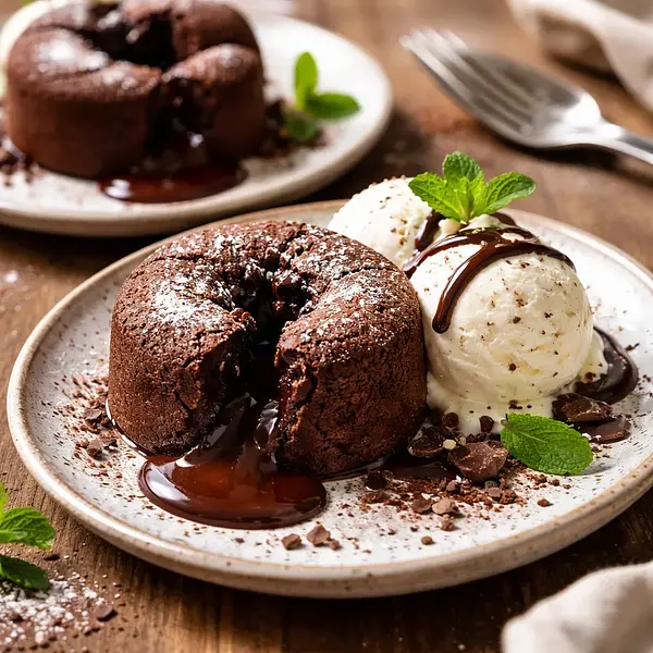 Czekoladowe fondanty z lodami waniliowymi