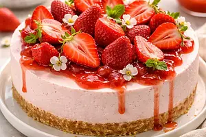 Cold Cheesecake with Strawberries