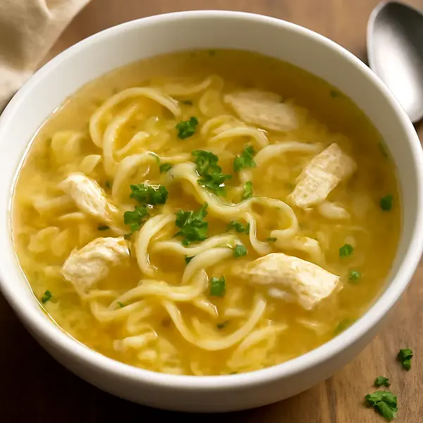 Chicken broth with noodles