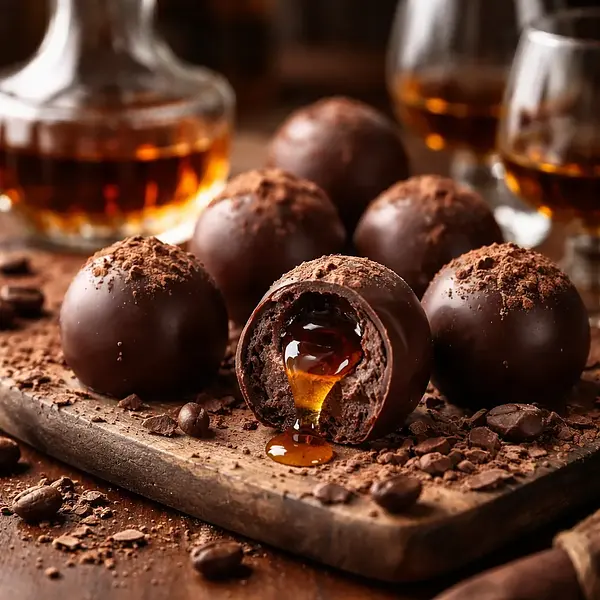 Chocolate truffles with liqueur