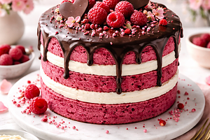 Pink Valentine's Day Cake with Roasted Beetroot, Mascarpone, and Chocolate Glaze