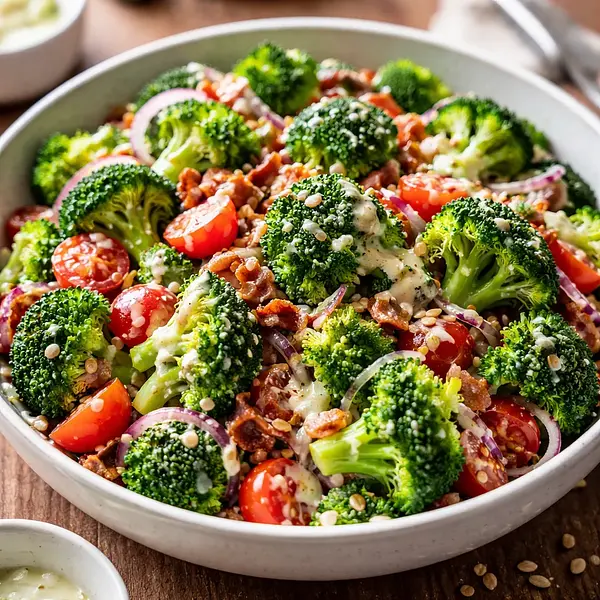 Sałatka z brokułami i sosem czosnkowym