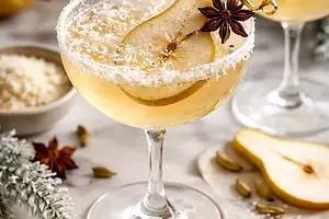 Elegant Winter Cocktail: Pear Cider with Cardamom and White Chocolate