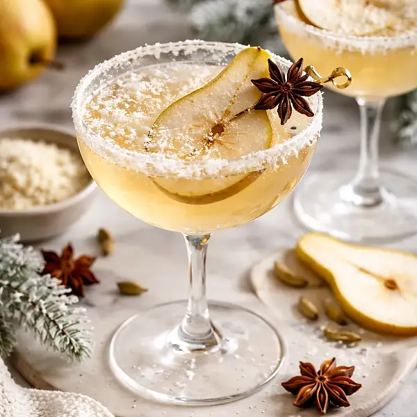 Elegancki koktajl zimowy: Gruszkowy Cydr z Kardamonem i Białą Czekoladą