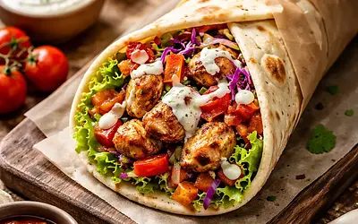 Kebab in lavash (homemade chicken kebab)