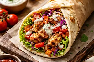 Kebab in lavash (homemade chicken kebab)