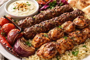 Mixed Kebab (chicken + lamb) with garlic sauce