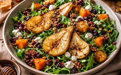 Traditional Autumn Salad with Roasted Pears and Pumpkin