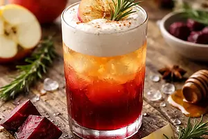 Autumn Layered Cocktail: Apple + Beetroot with Rosemary Foam (variant c87c2855)