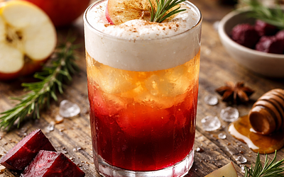 Autumn Layered Cocktail: Apple + Beetroot with Rosemary Foam (variant c87c2855)