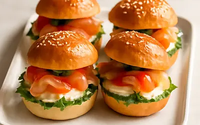 Mini sandwiches with smoked salmon