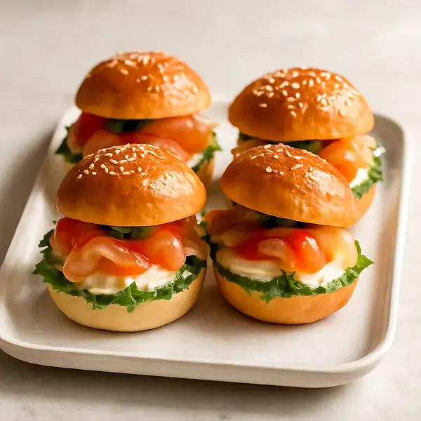 Mini sandwiches with smoked salmon