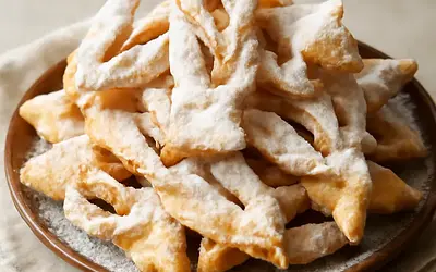 Faworki z cukrem pudrem