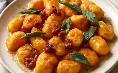 Aksamitne Gnocchi Dyniowe z Masłem Szałwiowym i Chrupiącym Boczkiem