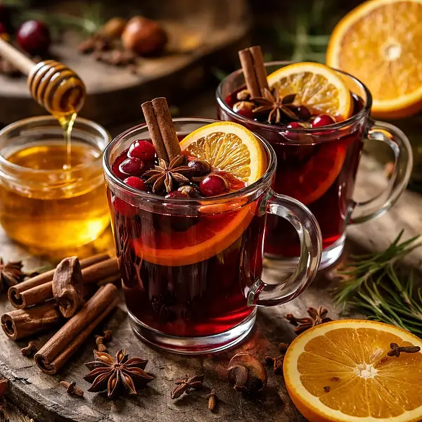 Tradycyjne grzane wino z pomarańczą i miodem
