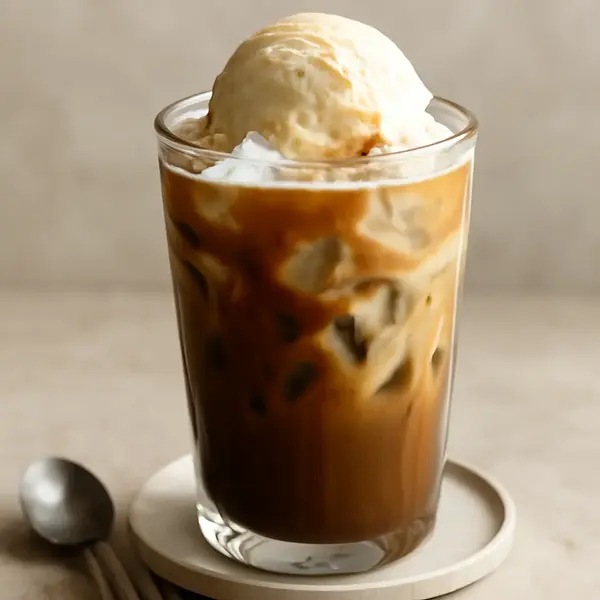 Iced coffee with ice cream