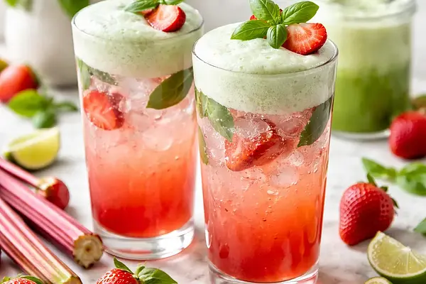 Wiosenny Spritz rabarbarowo‑truskawkowy z pianką bazyliową
