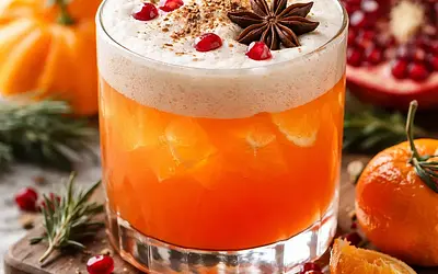 Winter tangerine-pomegranate cocktail with cardamom foam (variant 9e764465)