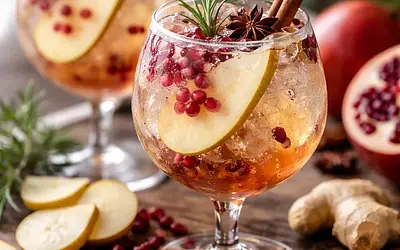 Winter Fusion Cocktail: Pear with Pomegranate, Ginger, and Cinnamon