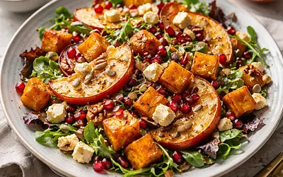 Winter salad with roasted pumpkin, caramelized apples, and pomegranate (variant e68a6741)