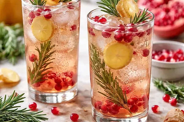 Iskrzący koktajl zimowy 926a0a5b — rozmarynowo-imbirowa granatowa fizz