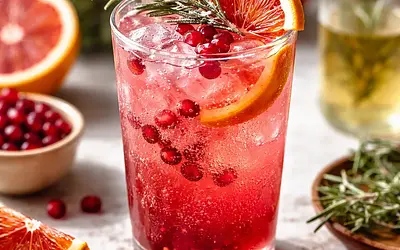 Sparkling Winter Cocktail: Pomegranate & Blood Orange with Rosemary Syrup
