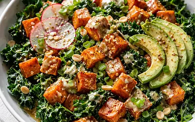 Fusion Salad: Roasted Sweet Potato with Kale, Persimmon, and Miso Dressing — variant 849c6519