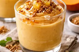Modern pumpkin-coconut mousse with crunchy quinoa and caramelized ginger (variant 118fc61e)