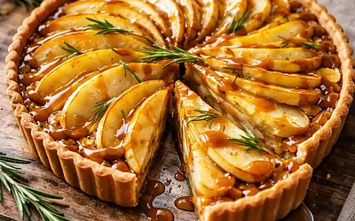 Tarta migdałowo‑gruszkowa z karmelem rozmarynowym (wariant 69958dac)
