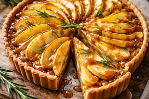 Tarta migdałowo‑gruszkowa z karmelem rozmarynowym (wariant 69958dac)