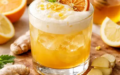 Quick Citrus-Ginger Cocktail with Honey Foam