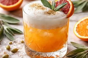 Błyszczący zimowy koktajl cytrusowo-kardamonowy z pianą szałwiową (wariant 2efca913)