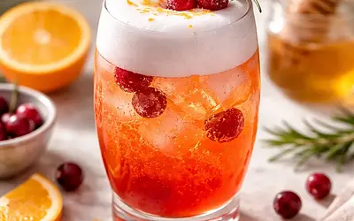 Sparkling Orange-Cranberry Cocktail with Aquafaba Foam (variant 13f971e9)
