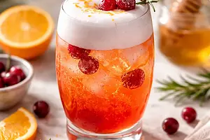 Sparkling Orange-Cranberry Cocktail with Aquafaba Foam (variant 13f971e9)