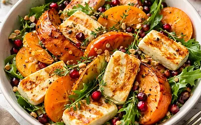 Zimowa sałatka fusion z pieczoną dynią, kaki i halloumi (wariant 4737cda9)