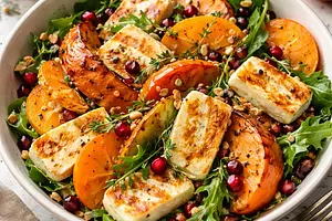 Zimowa sałatka fusion z pieczoną dynią, kaki i halloumi (wariant 4737cda9)