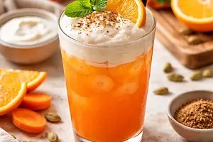 Seasonal Orange-Carrot Cocktail with Cardamom Yogurt Foam