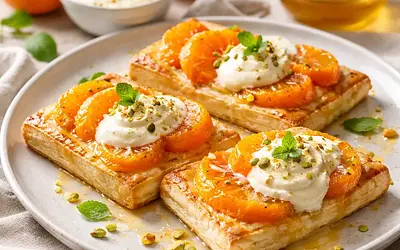 Quick Baked Dessert with Mandarins and Ricotta-Honey Cream