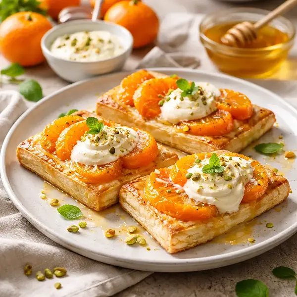 Szybki pieczony deser z mandarynkami i kremem ricotta-miodowym