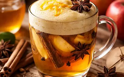 Tradycyjny grzaniec jabłkowy z miodowo‑pomarańczową pianką (wariant 45a8696e)