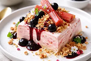 Spring Semifreddo with Rhubarb, Blackcurrant Jelly, and Almond Crumble (variant 08bfbf11)