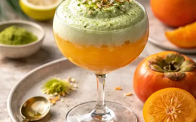 Fusion koktajl kaki-yuzu z pianką matcha-kokos (wariant c2290de3)